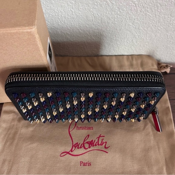 CHRISTIAN LOUBOUTIN Panettone Multicolor Spiked Calf Leather Wallet!!! PRISTINE! - Picture 3 of 16